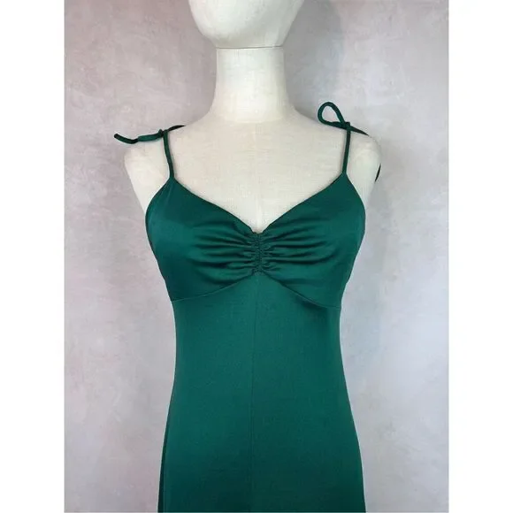 Vintage 1960s 1970s Sax Fifth Evening Gown Dress Emerald Green - Picture 3 of 14